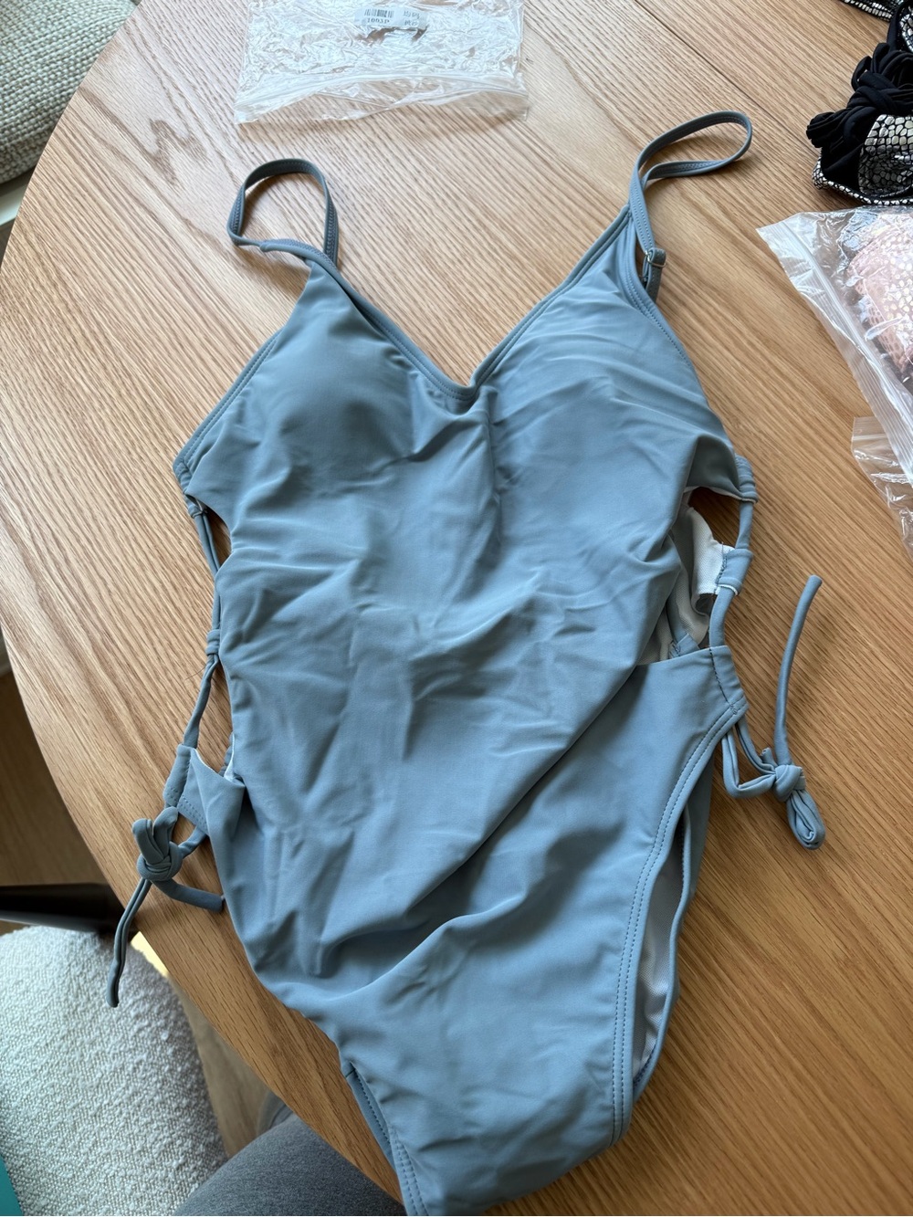 Steel Blue One-Piece Cutout Swimsuit